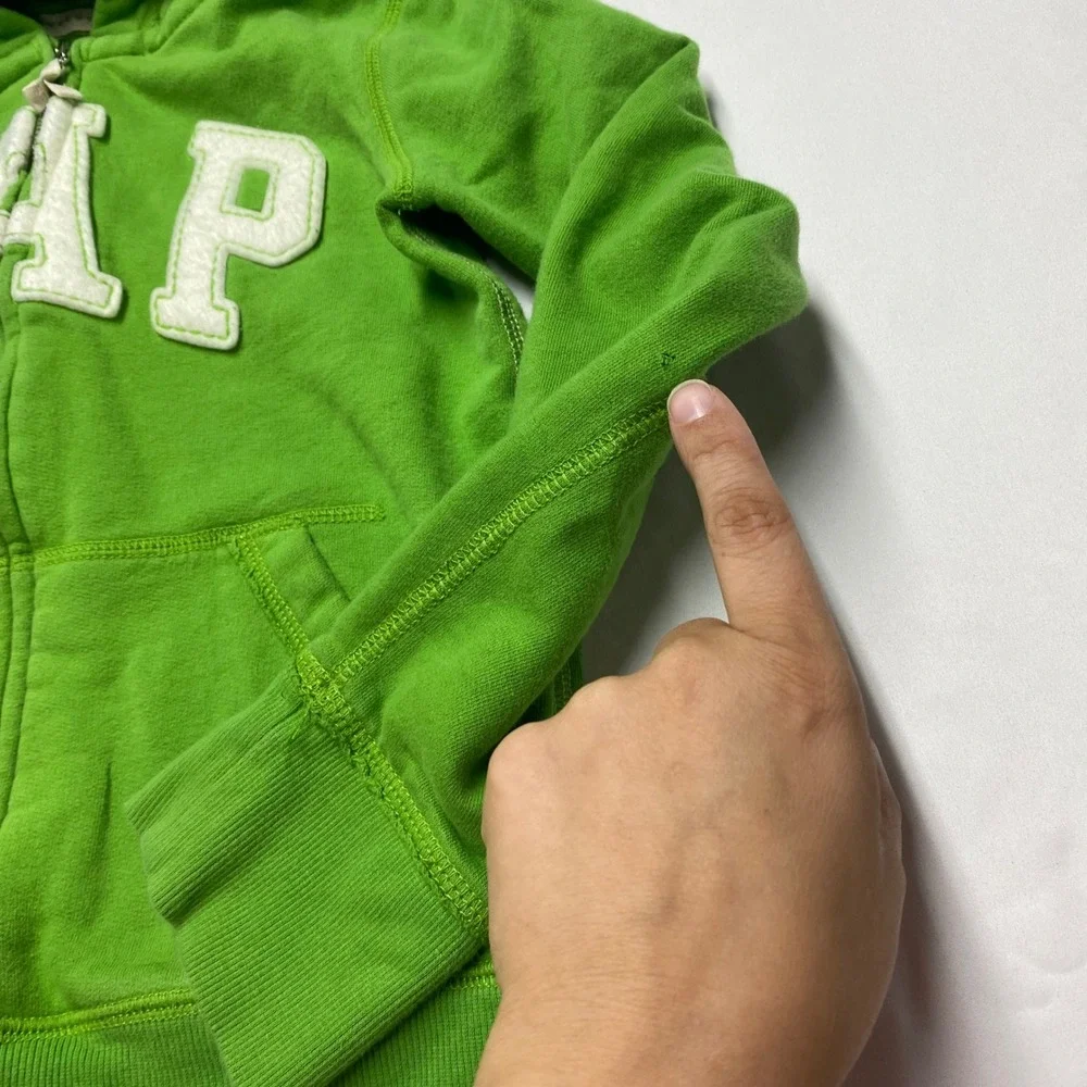 GapKids Lime Green Arch Logo Full Zip Hoodie Sweatshirt Kids Large 10 Y2K